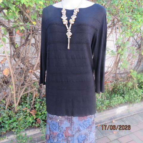 DAVID JONES black viscose-nylon knitted stretch slip-over long sleeve jumper, size 40