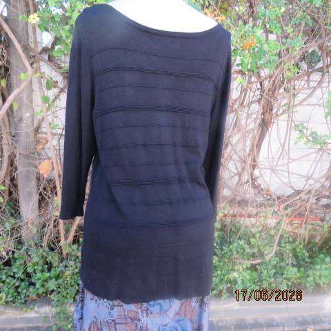 DAVID JONES black viscose-nylon knitted stretch slip-over long sleeve jumper, size 40