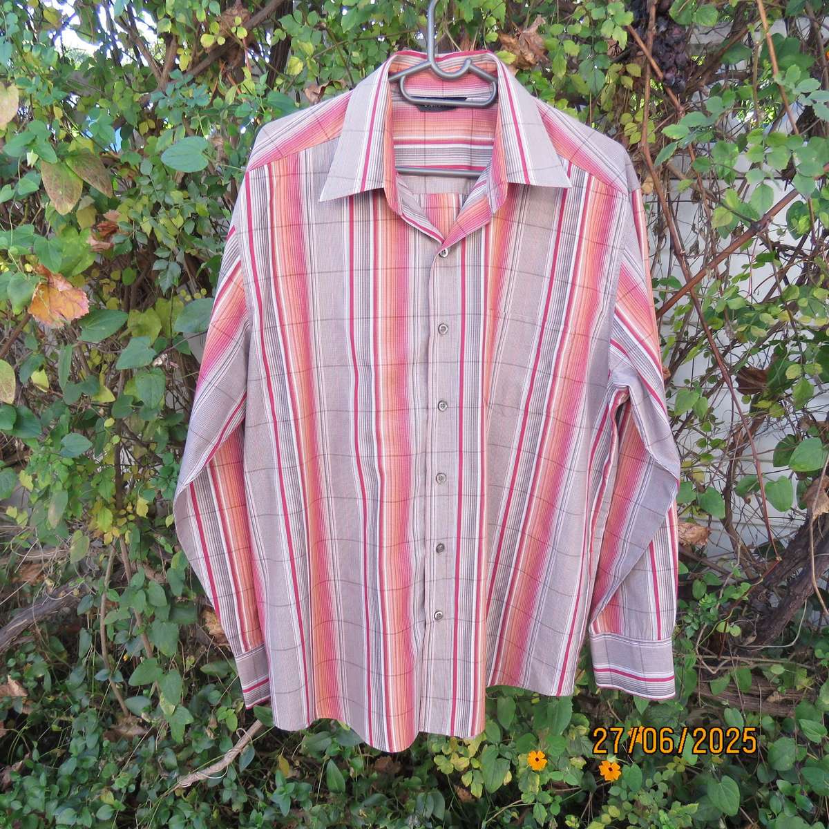 EXACT autumn colour check long sleeve casual polycotton shirt size Large.