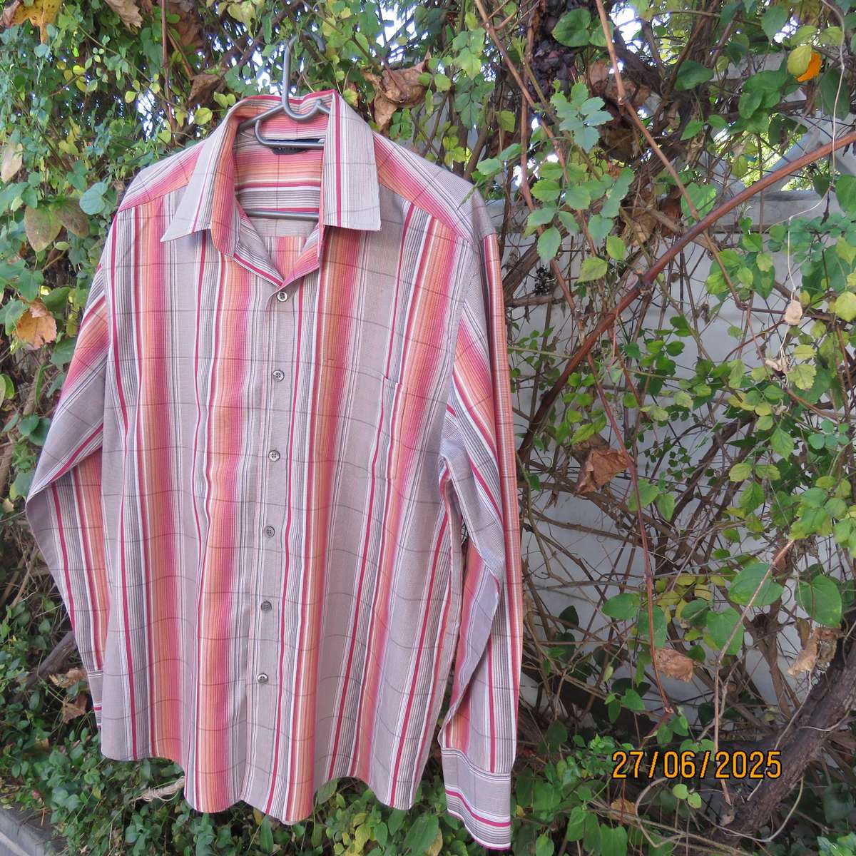 EXACT autumn colour check long sleeve casual polycotton shirt size Large.