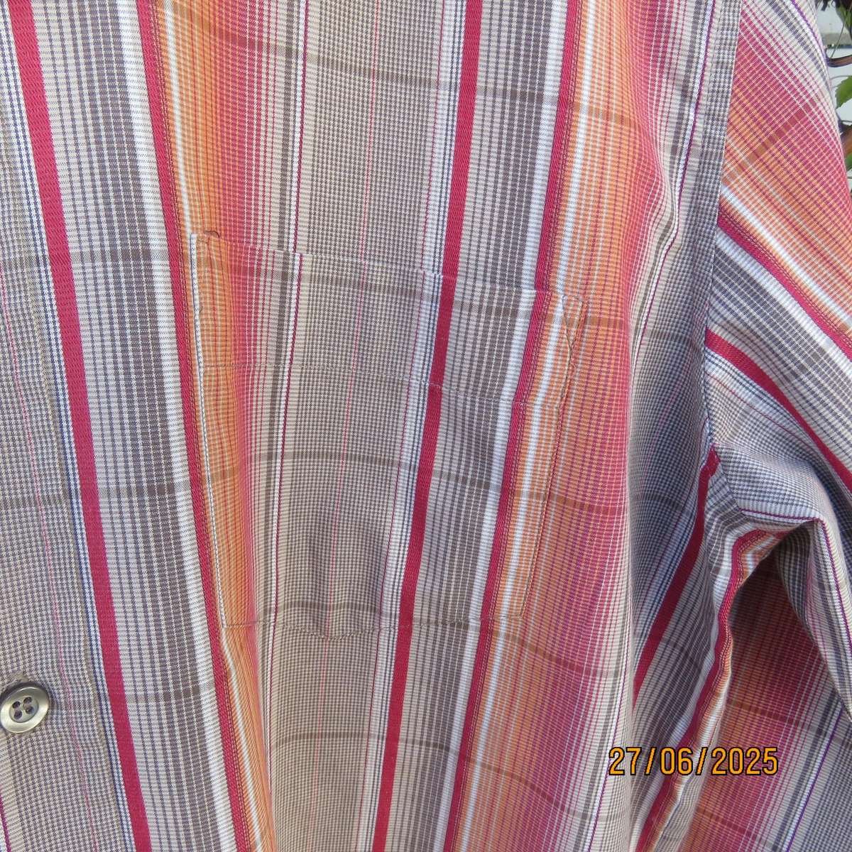 EXACT autumn colour check long sleeve casual polycotton shirt size Large.