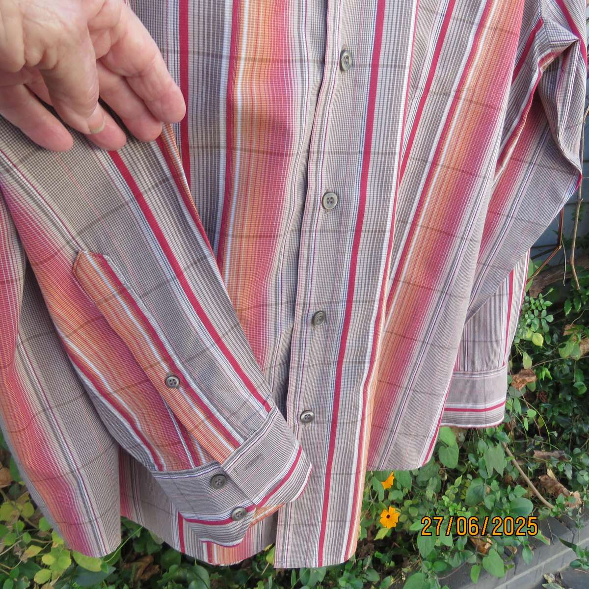EXACT autumn colour check long sleeve casual polycotton shirt size Large.