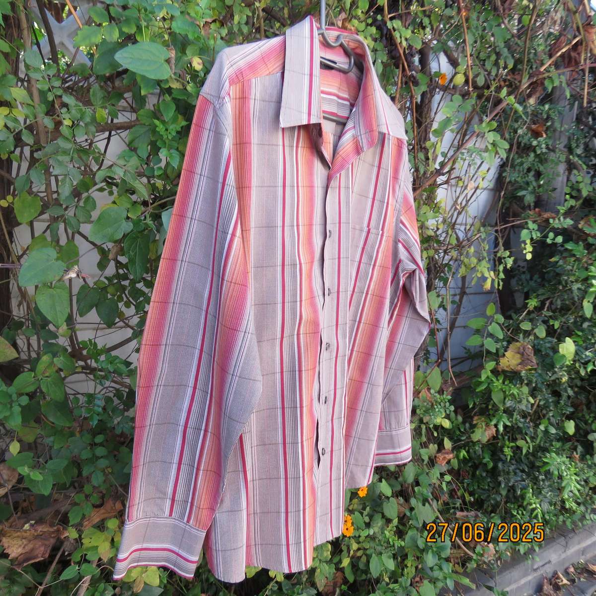 EXACT autumn colour check long sleeve casual polycotton shirt size Large.