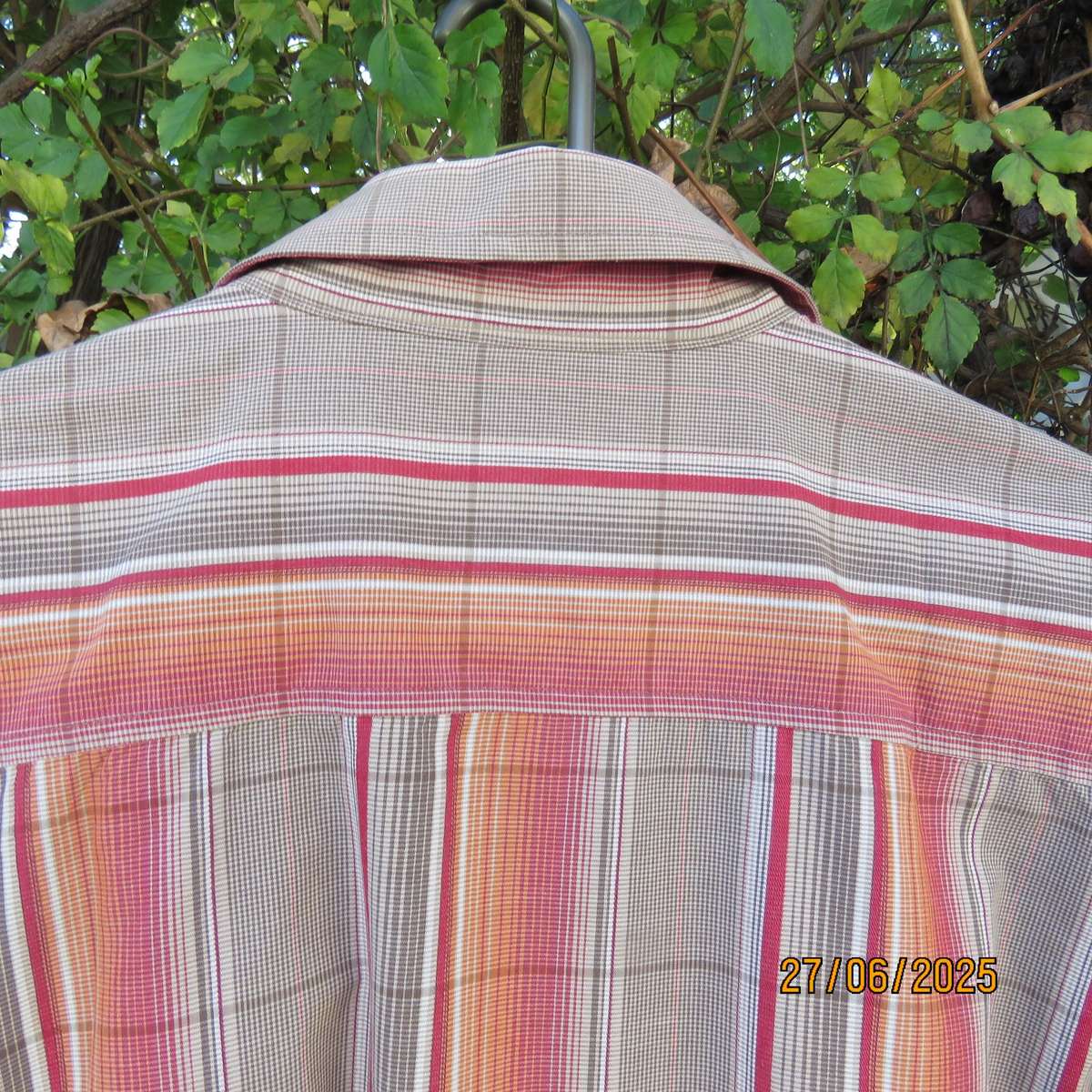 EXACT autumn colour check long sleeve casual polycotton shirt size Large.