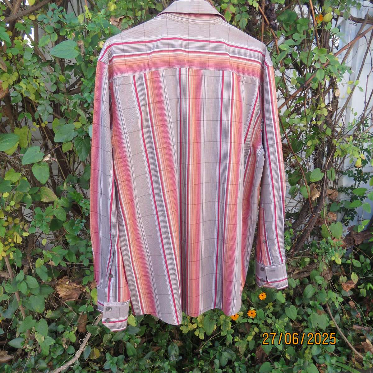 EXACT autumn colour check long sleeve casual polycotton shirt size Large.