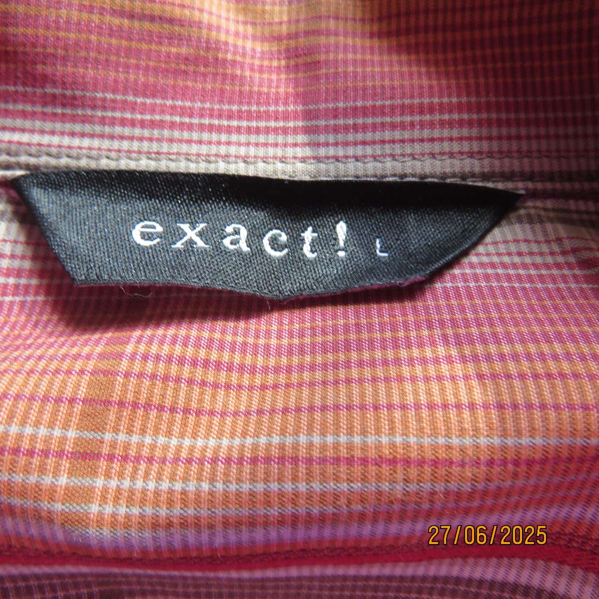 EXACT autumn colour check long sleeve casual polycotton shirt size Large.