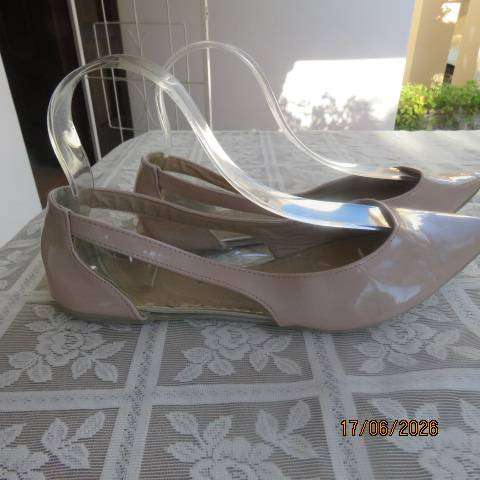 CLN beige patent leather look flat shoes from Philippines, size 8, partly see-through sides