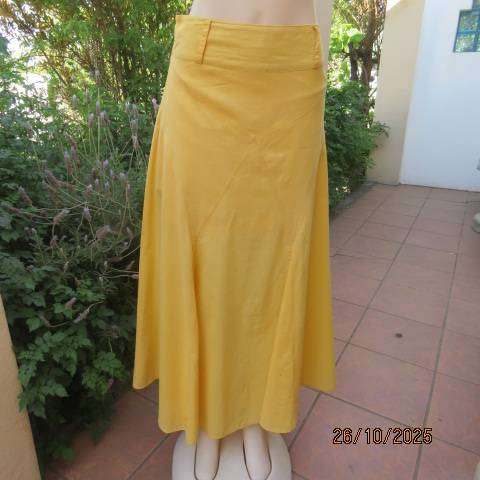 IDENTITY buttercup yellow gored cotton long paneled skirt size 34