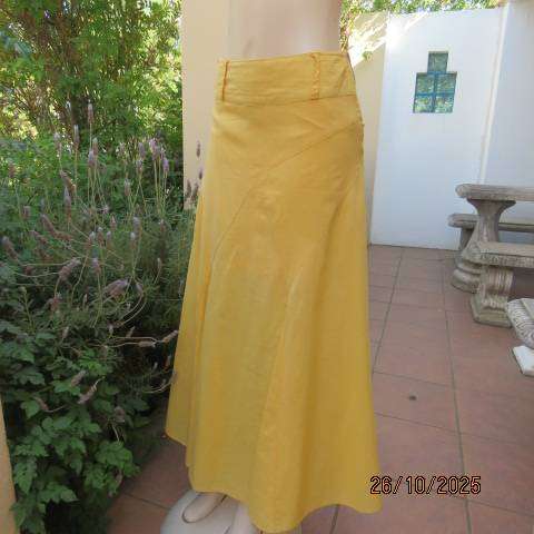 IDENTITY buttercup yellow gored cotton long paneled skirt size 34