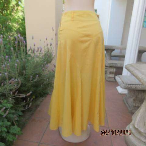 IDENTITY buttercup yellow gored cotton long paneled skirt size 34