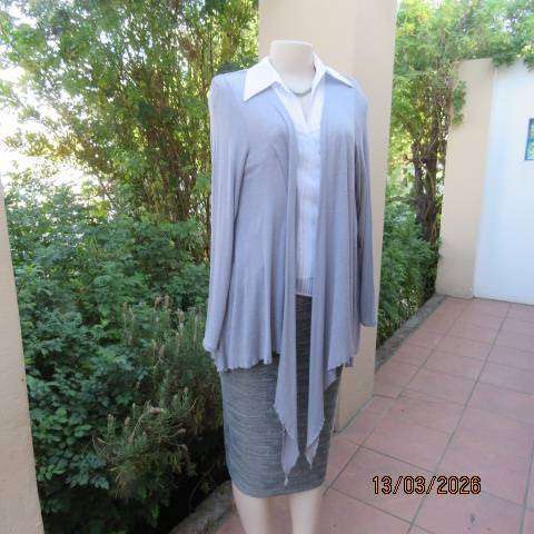 WOOLWORTHS silver grey long sleeve open hanging waterfall style cover-up size 38-40