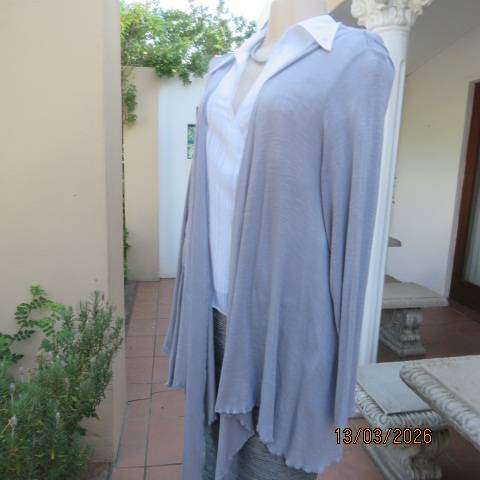 WOOLWORTHS silver grey long sleeve open hanging waterfall style cover-up size 38-40