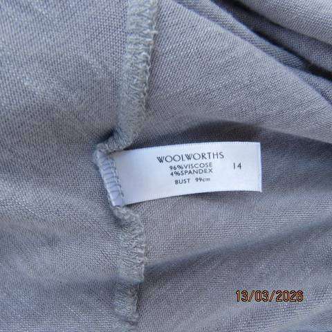 WOOLWORTHS silver grey long sleeve open hanging waterfall style cover-up size 38-40