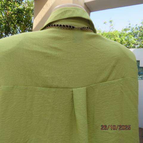 Lime green slightly creased soft polyester long sleeve top size 44
