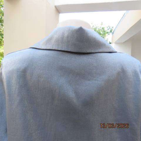 Dim Grey Boutique Satin V-Neck Top with Collar, Size 40