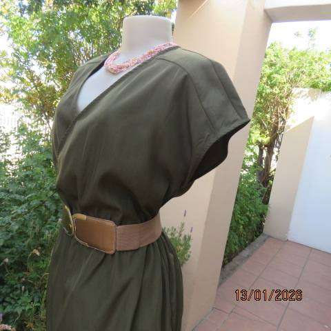 INWEAR dark olive silky polyester crossover mini dress or long top. Elasticated waist. Size 38