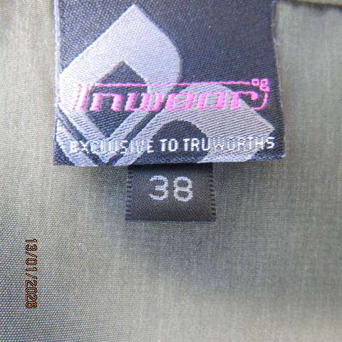 INWEAR dark olive silky polyester crossover mini dress or long top. Elasticated waist. Size 38