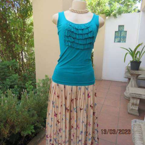 KELSO jade colour sleeveless long top with scooped neckline in viscose stretch, size 32