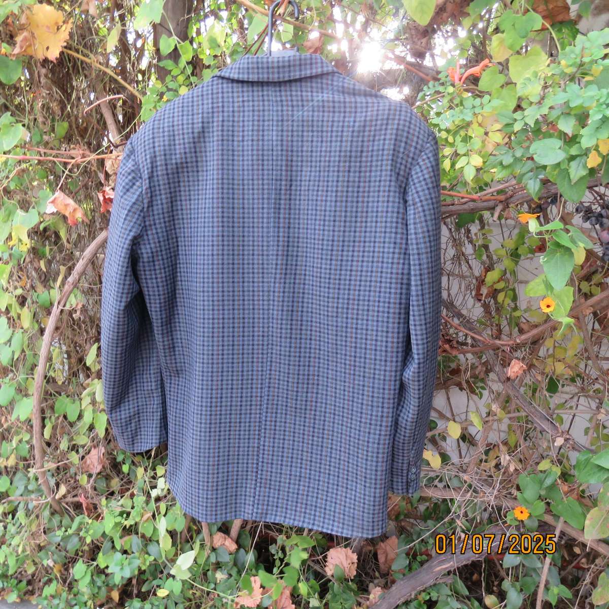 AFOLDO TRABALDO men's blue-brown check sports 100% wool jacket. Fully lined. Size 38