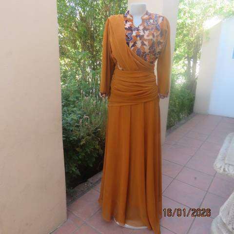 Rust colour 3 pc Islamic outfit richly embellished and floor length in size 36