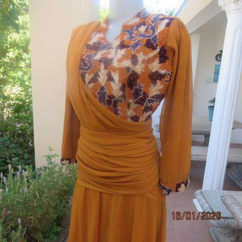 Rust colour 3 pc Islamic outfit richly embellished and floor length in size 36