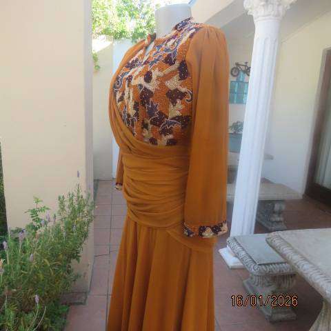 Rust colour 3 pc Islamic outfit richly embellished and floor length in size 36