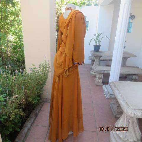 Rust colour 3 pc Islamic outfit richly embellished and floor length in size 36