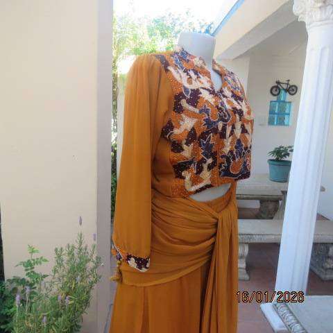 Rust colour 3 pc Islamic outfit richly embellished and floor length in size 36