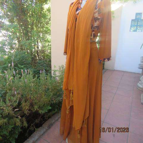 Rust colour 3 pc Islamic outfit richly embellished and floor length in size 36