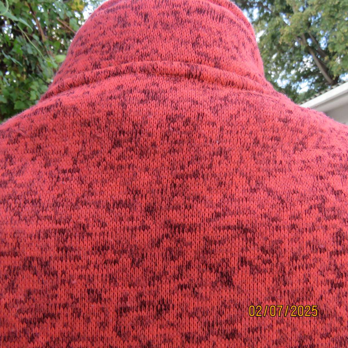 FASHION EXPRESS cosy zip-up crimson-brown mottled brush polyester jacket size 50