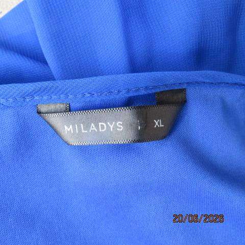 MILADYS royal blue permanent pleated slip-over sheer polyester fully lined dress size 42-44