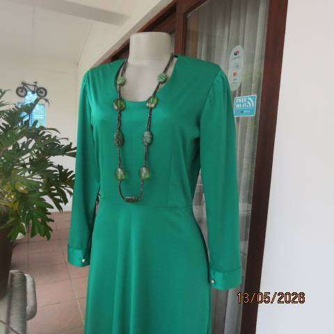 Forrest green long sleeve maxi dress in stretch polyester, size 34