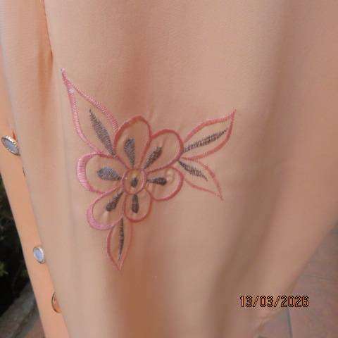 INCOGNITO peach colour double breast dress with silver-peach embroidery, size 44-46