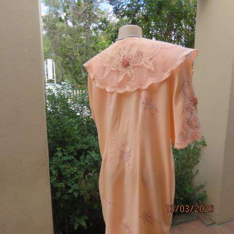 INCOGNITO peach colour double breast dress with silver-peach embroidery, size 44-46