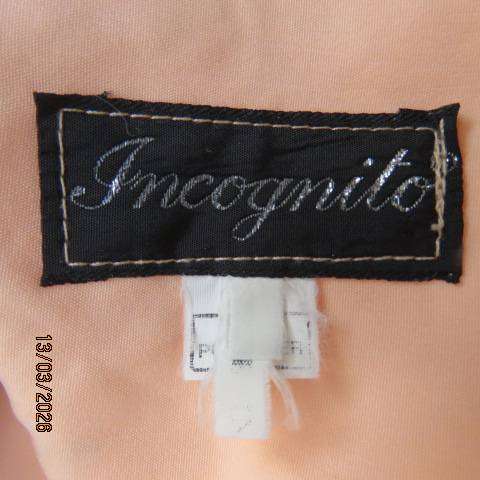 INCOGNITO peach colour double breast dress with silver-peach embroidery, size 44-46