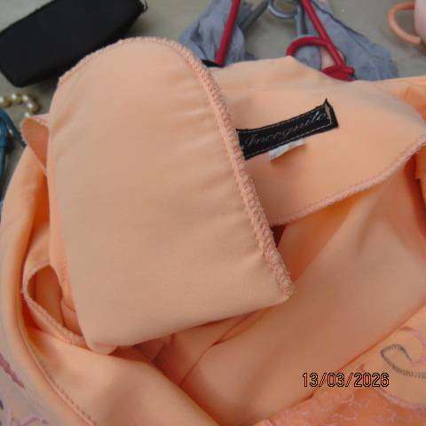 INCOGNITO peach colour double breast dress with silver-peach embroidery, size 44-46