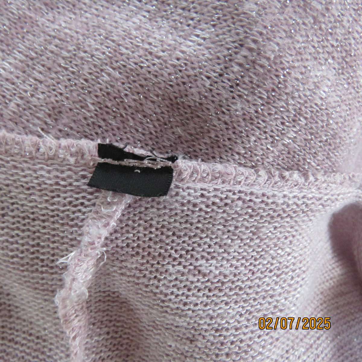 DONNA CLAIRE perfume pink poly-rayon-lurex stretch slip over knitted top. Size 50