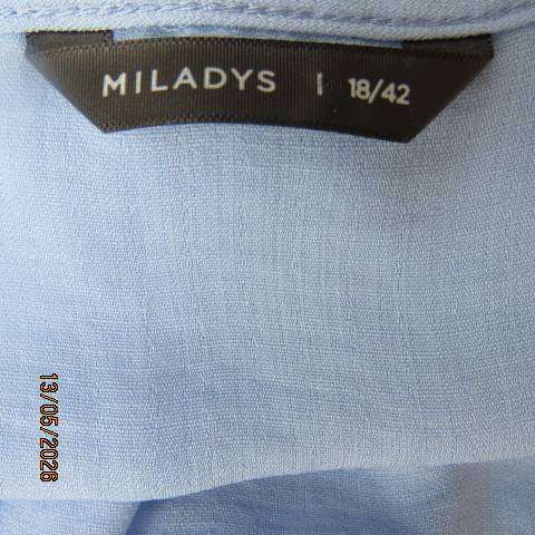Miladys ice blue slip-over banded V-neck top size 42-44