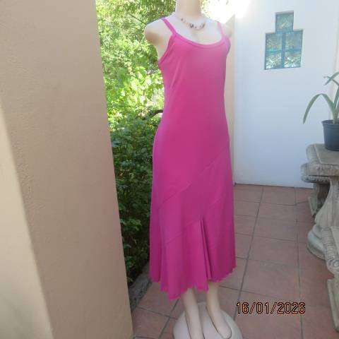 EXACT Barbie pink stretch polyester fully lined strappy slip over dress with paneled bottom size 36