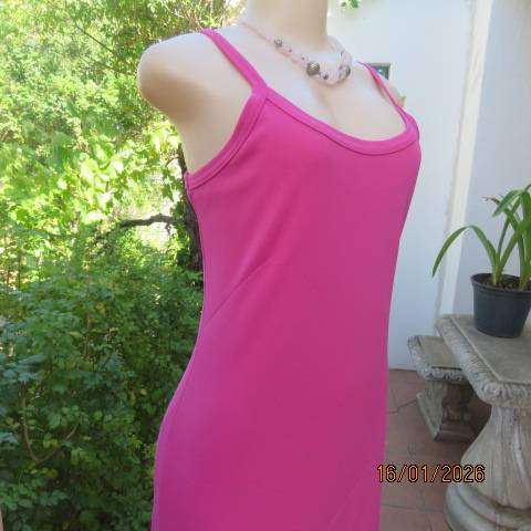 EXACT Barbie pink stretch polyester fully lined strappy slip over dress with paneled bottom size 36