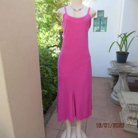 EXACT Barbie pink stretch polyester fully lined strappy slip over dress with paneled bottom size 36