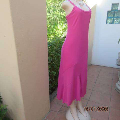 EXACT Barbie pink stretch polyester fully lined strappy slip over dress with paneled bottom size 36
