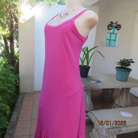 EXACT Barbie pink stretch polyester fully lined strappy slip over dress with paneled bottom size 36