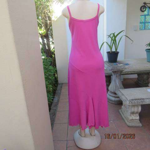 EXACT Barbie pink stretch polyester fully lined strappy slip over dress with paneled bottom size 36
