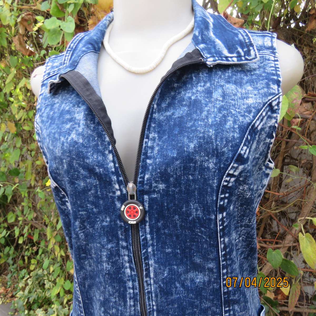 Fashion blue denim with wash out look denim polycotton stretch dress size 36.