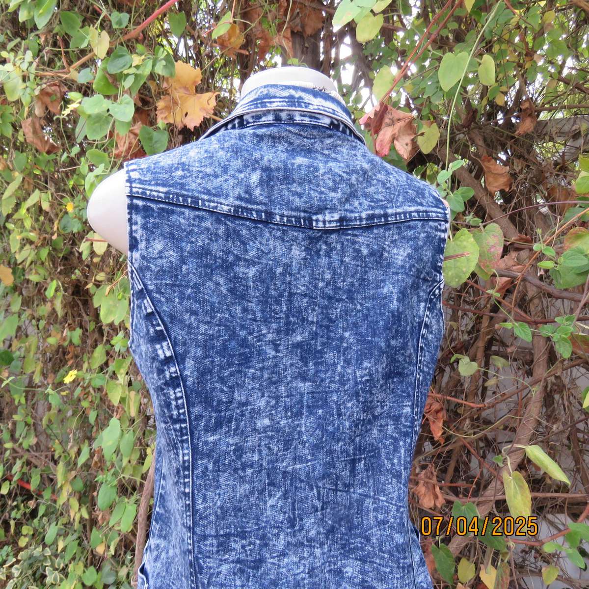 Fashion blue denim with wash out look denim polycotton stretch dress size 36.