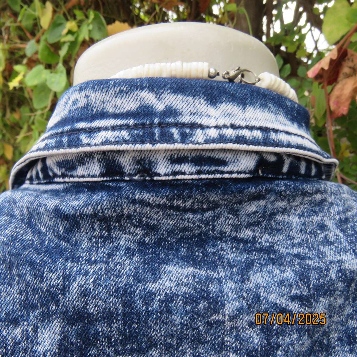 Fashion blue denim with wash out look denim polycotton stretch dress size 36.