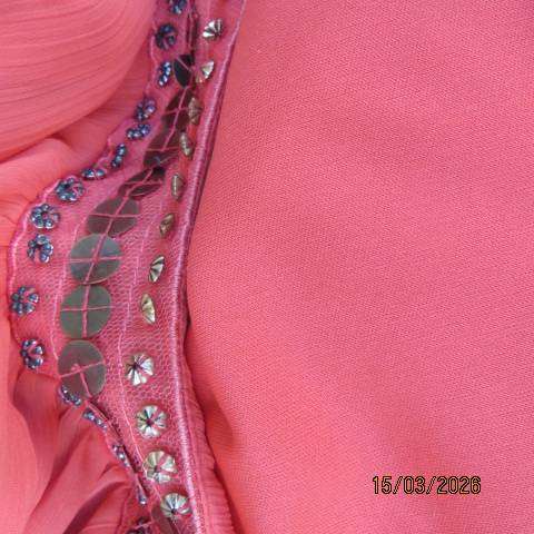 DONNA CLAIRE crimson crinkled polyester sleeveless top with embellishments, size 40