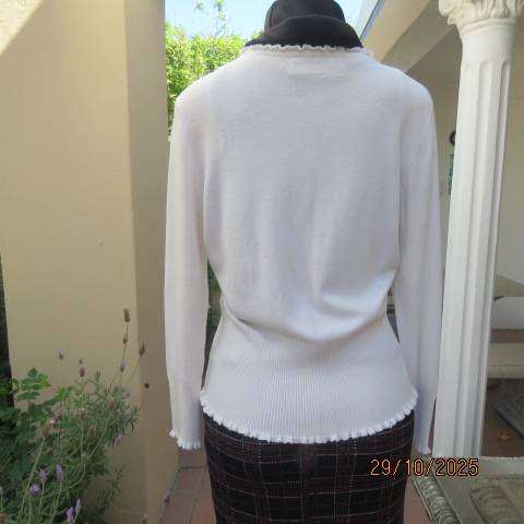 G. GOUTURE white stretch cotton knit long sleeve cardigan size 36