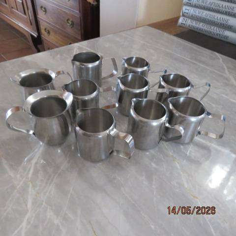 10 x Stainless Steel 18-8 Small Milk Jugs for Serving Coffee or Tea